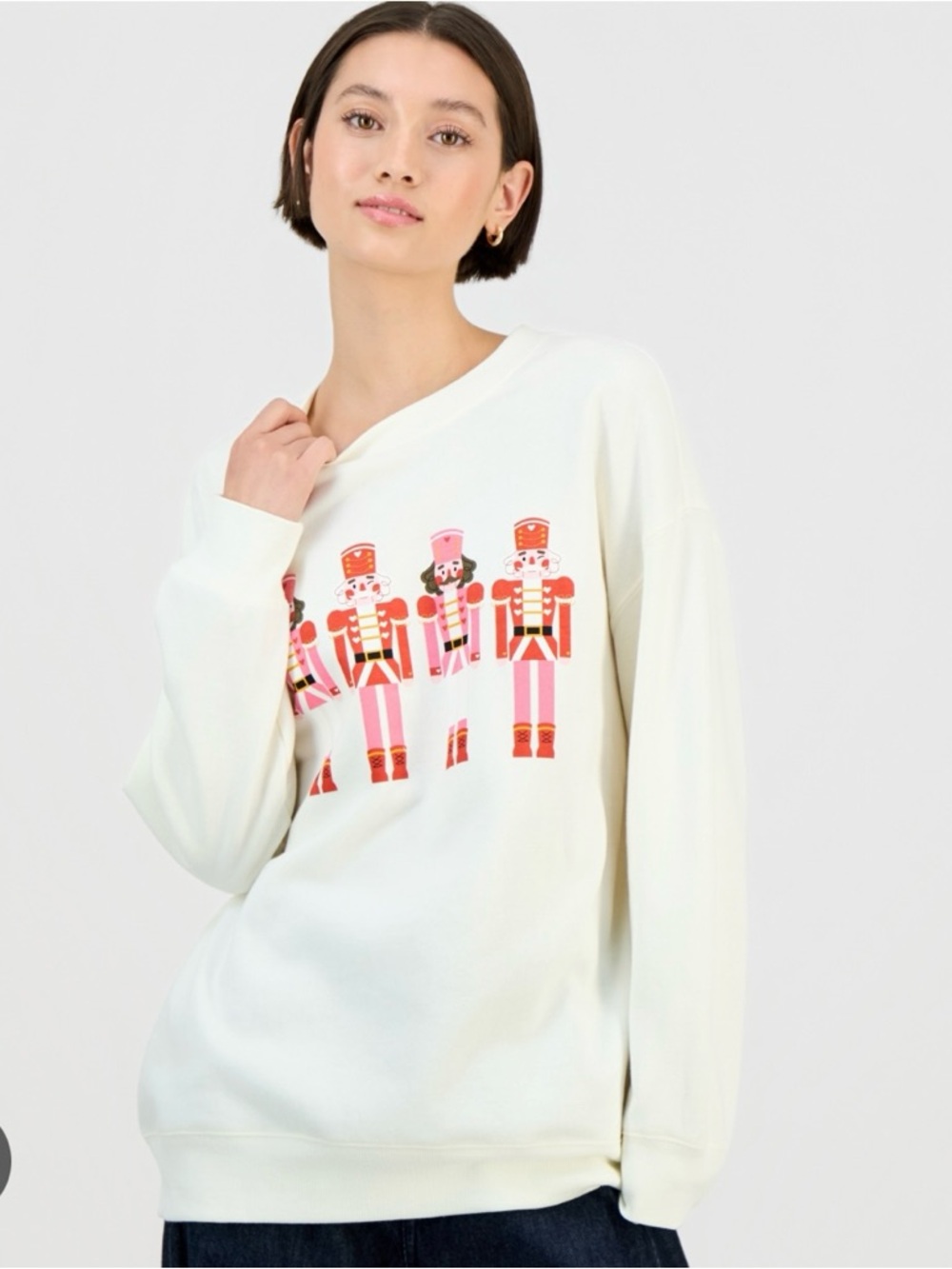 Rebellious One Juniors Nutcracker Fleece Sweatshirt NWT Holiday Pullover oversiz